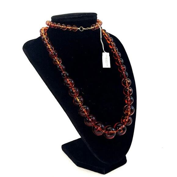 Necklace Saks Fifth Avenue Acrylic Beaded Art Deco Bead Graduated Marbleized B#8 - Picture 4 of 13